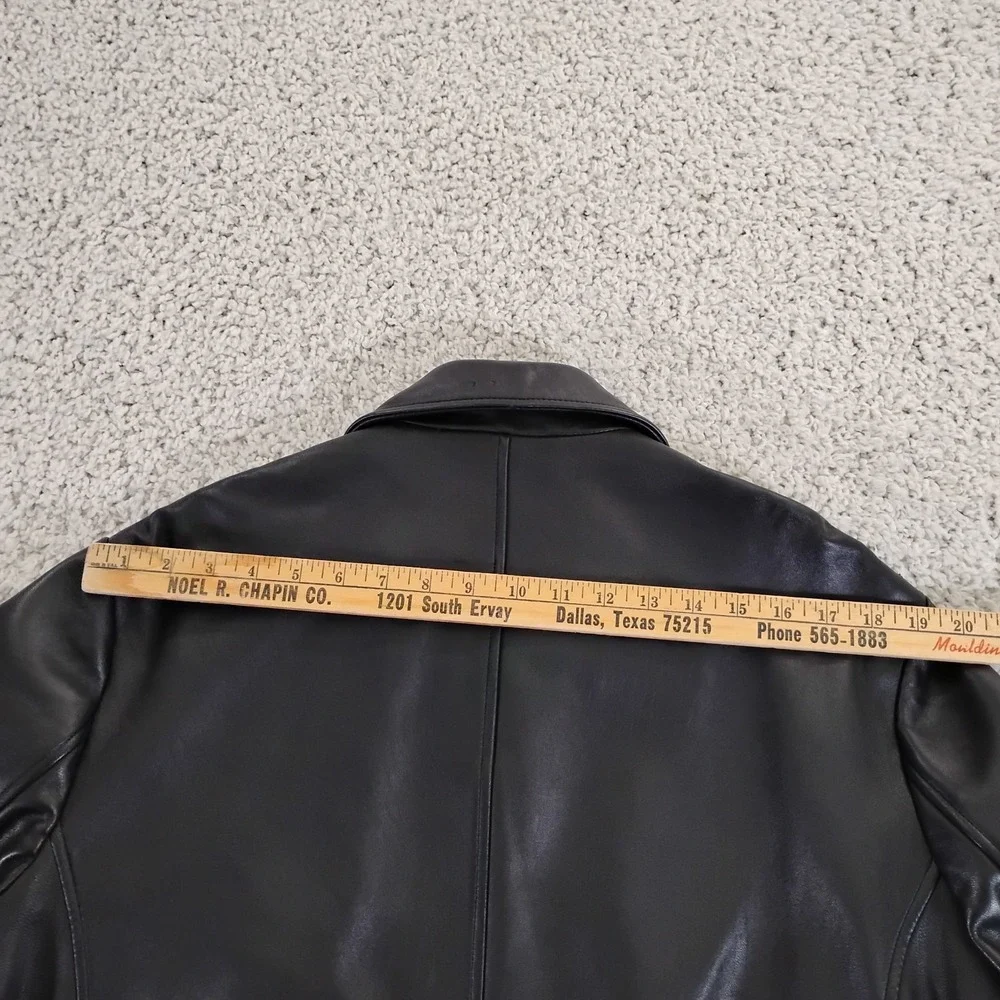Vintage Banana Republic Jacket Mens Medium Black Leather Zip Biker Coat 90s Moto